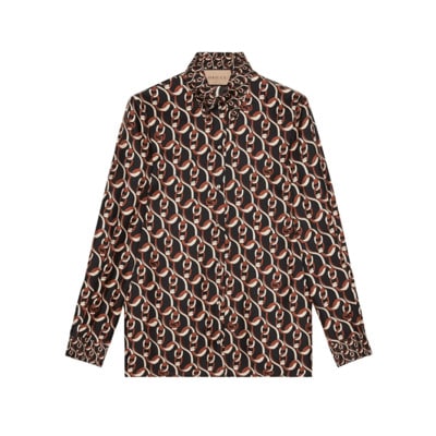 Zijden shirt met kettingprint Gucci , Multicolor , Dames