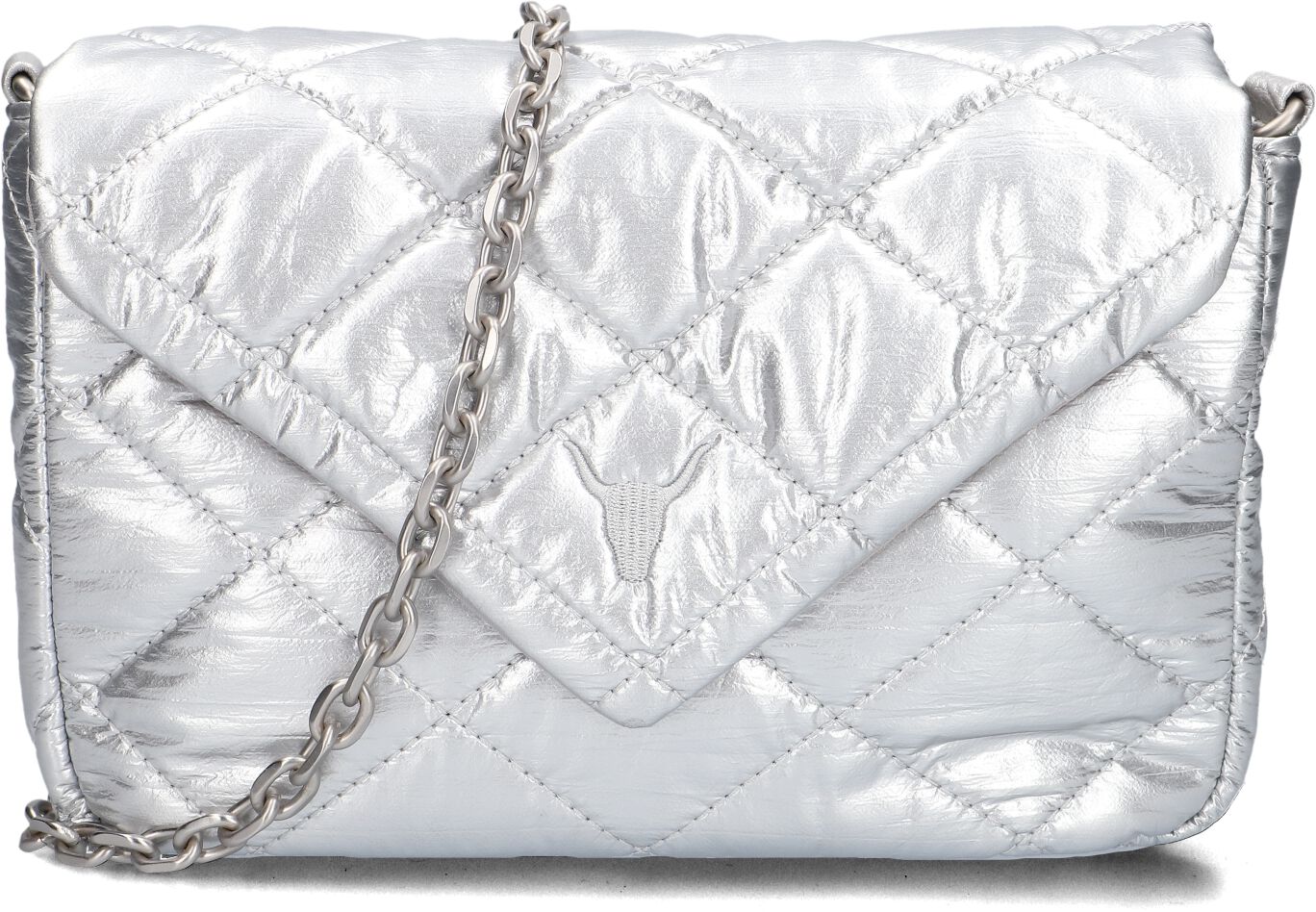 Zilveren Alix the Label Schoudertas Ladies Woven Quilted Metallic Shoulder Bag