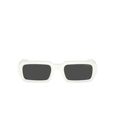 Zonnebril met Vierkant Acetaat Frame in Wit Prada , White , Unisex