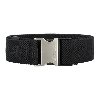 Zwart Langband Riem met Metalen Gesp Off White , Black , Heren