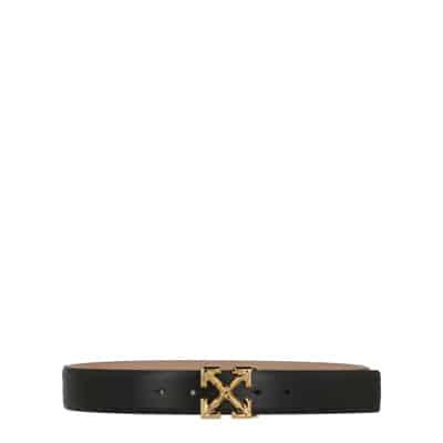 Zwart Leren Riem met Pijl Ontwerp Off White , Black , Dames