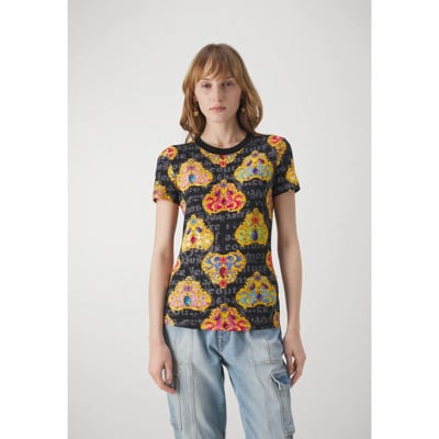 Zwart T-shirt met Heart Couture Versace Jeans Couture , Multicolor , Dames