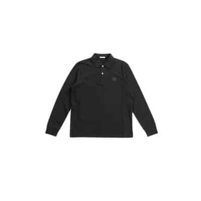 Zwart katoenen piqué poloshirt met lange mouwen Moncler , Black , Dames