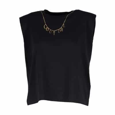 Zwart katoenen top met afneembare Couture-ketting Versace Jeans Couture , Black , Dames