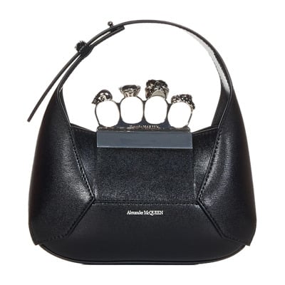 Zwarte Aw23 Kalfsleren Handtas - Stijlvolle Dames Tas Alexander McQueen , Black , Dames