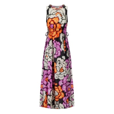 Zwarte Bloemen Zijden Lange Jurk Essentiel Antwerp , Multicolor , Dames