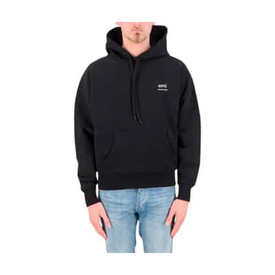 Zwarte Box Cut Unisex Hoodie Ami Paris , Black , Heren