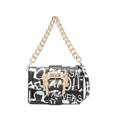 Zwarte Crossbody Tas met Graffiti Print Versace Jeans Couture , Black , Dames