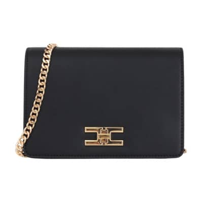 Zwarte Dames Tas met Gouden Juweel Logo Elisabetta Franchi , Black , Dames