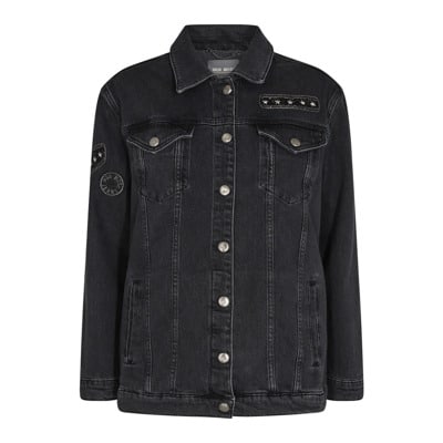 Zwarte Denim Jas met Coole Details MOS Mosh , Black , Dames