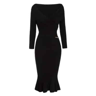 Zwarte Gebreide Jurk met Godet Rok Elisabetta Franchi , Black , Dames