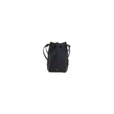 Zwarte Gehamerde Leren Bucket Tas met Gouden Hardware en Afneembare Kettingriem Chloé , Black , Dames