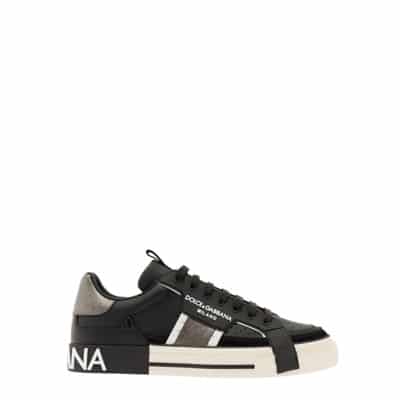 Zwarte Geperforeerde Sneakers Ronde Neus Dolce & Gabbana , Black , Heren