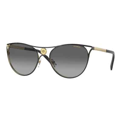 Zwarte Goud/Grijze Getinte Zonnebril Versace , Gray , Dames