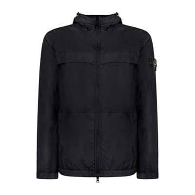 Zwarte Katoenen Jas Stone Island , Black , Heren