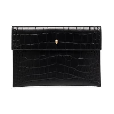 Zwarte Krokodilreliëf Skull Clutch Tas Alexander McQueen , Black , Dames