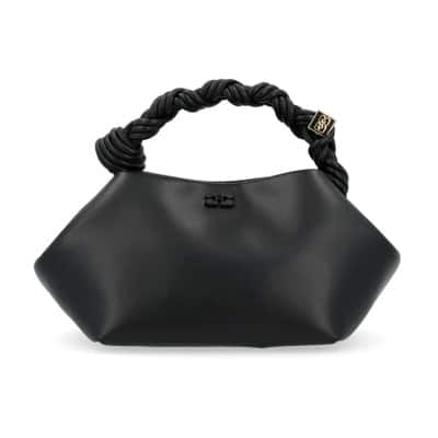 Zwarte Leren Bou Tas Handtas Ganni , Black , Dames