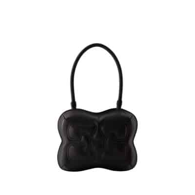 Zwarte Leren Butterfly Hobo Tas Ganni , Black , Dames