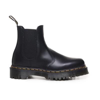 Zwarte Leren Laarzen met Gele Stiksels Dr. Martens , Black , Dames