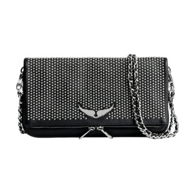 Zwarte Leren Rock Pochette Tas Zadig & Voltaire , Black , Dames