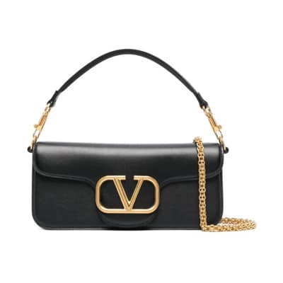 Zwarte Leren Schoudertas Valentino Garavani , Black , Dames