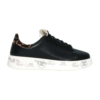 Zwarte Leren Sneakers met Animal Print Details Premiata , Black , Dames