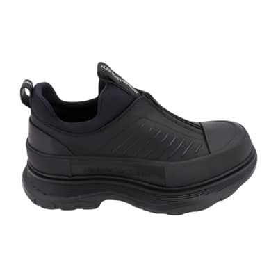 Zwarte Leren Sneakers met Ritssluiting Alexander McQueen , Black , Heren