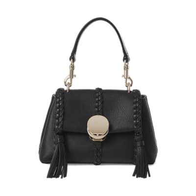 Zwarte Leren Tas met Metalen Sluiting Chloé , Black , Dames