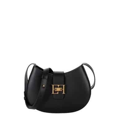 Zwarte Medium Hobo Tas met Verstelbare Schouderband Elisabetta Franchi , Black , Dames