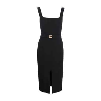 "Zwarte Mouwloze Midi Jurk" Elisabetta Franchi , Black , Dames