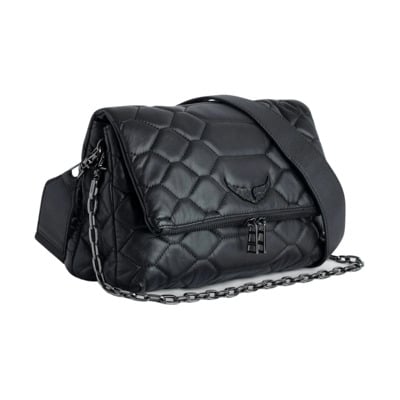 Zwarte Quilted Rocky XL Schoudertas Zadig & Voltaire , Black , Dames