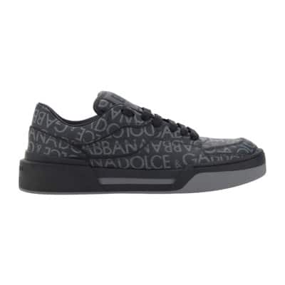 Zwarte Sneakers met Logo Patroon Dolce & Gabbana , Black , Heren