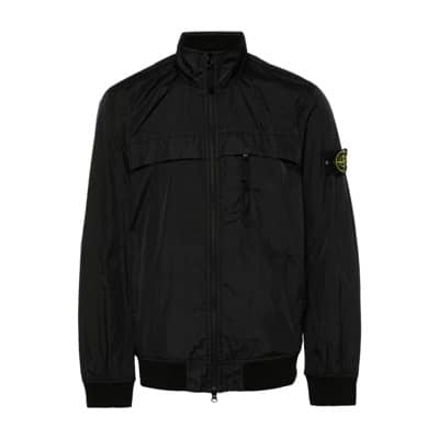 Zwarte Soft-Shell Jas met Ritssluiting Stone Island , Black , Heren