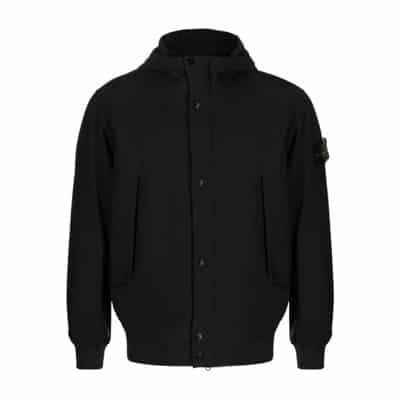 Zwarte Waterbestendige Jas met Capuchon Stone Island , Black , Heren