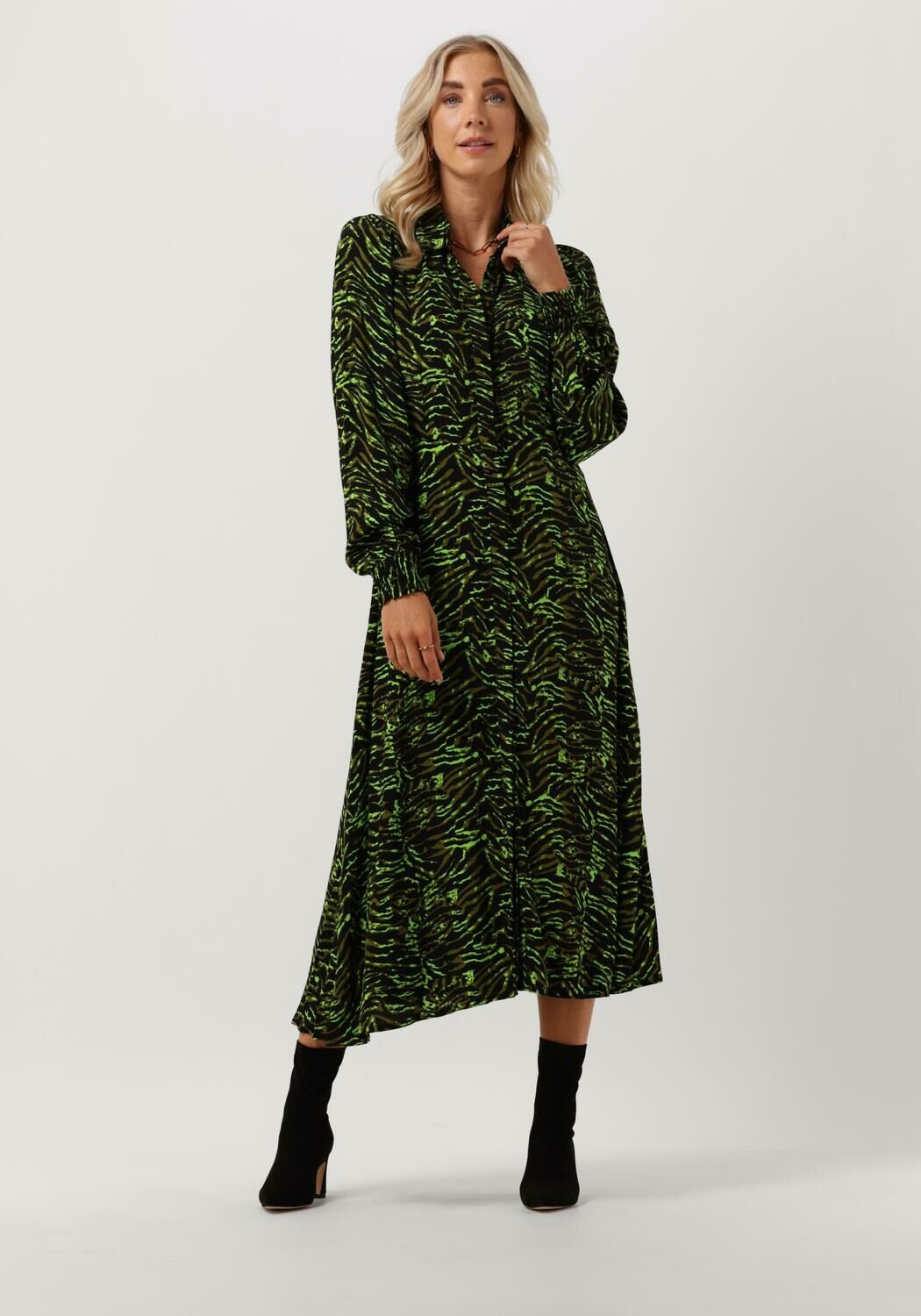 Zwarte Y.A.S. Midi Jurk Yasjasminni Ls Midi Shirt Dress S.