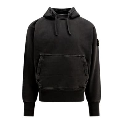 Zwarte hoodie met knopen en trekkoord Stone Island , Black , Heren