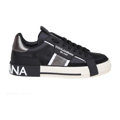 Zwarte leren Custom 2.0 sneakers Dolce & Gabbana , Black , Heren