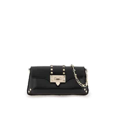 Zwarte leren crossbody tas Valentino Garavani , Black , Dames