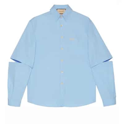 logo-geborduurd shirt met korte mouwen Gucci , Blue , Dames