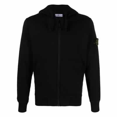 Gekleurde Katoenen Hoodie Stone Island , Black , Heren