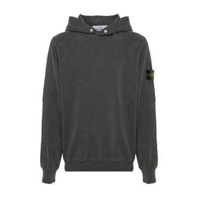 Grijze hoodie met kompasbadge Stone Island , Gray , Heren