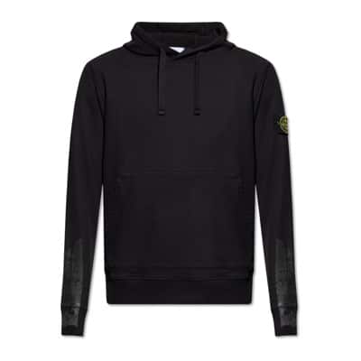 Hoodie met logo Stone Island , Black , Heren