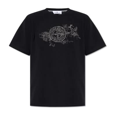 T-shirt met logo Stone Island , Black , Heren