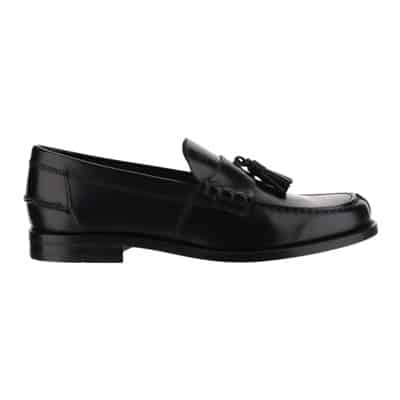 Zwarte Leren Loafers met Kwast Detail Tod's , Black , Heren