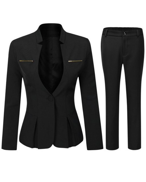 Allthemen Hosenanzug (2 tlg) Damen Eleganter Business Anzug Set mit einem Knopf