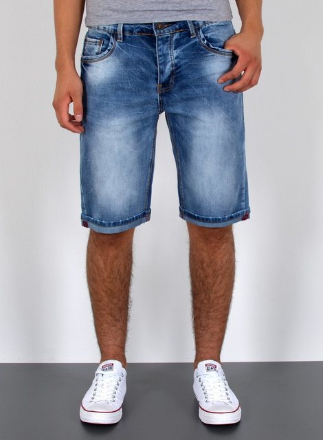 ESRA Jeansshorts Herren Jeans Shorts Hose Herren kurze Jeans Hose mit 5 Pocket Jeans Shorts Herren kurze Jeans Sommer Hose Jeans Herren Stretch