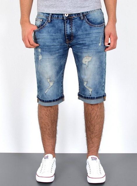 ESRA Jeansshorts Herren Jeans Shorts Hose Herren kurze Jeans Hose mit 5 Pocket Jeans Shorts Herren kurze Jeans Sommer Hose Jeans Herren Stretch