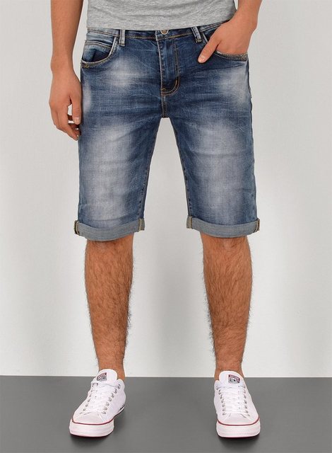 ESRA Jeansshorts Herren kurze Jeanshose mit Stretch Jeans Shorts Hose Herren Jeans Shorts Sommerhose kurze Jeans Herren Capri Jeans Stretch