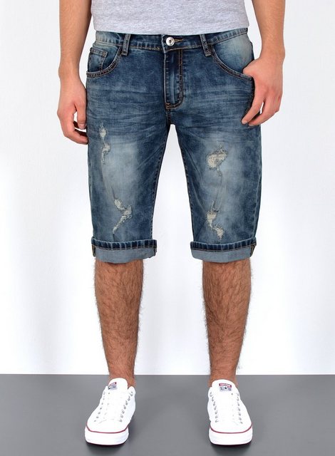 ESRA Jeansshorts Herren kurze Jeanshose mit Stretch Jeans Shorts Hose Herren Jeans Shorts Sommerhose kurze Jeans Herren Capri Jeans Stretch