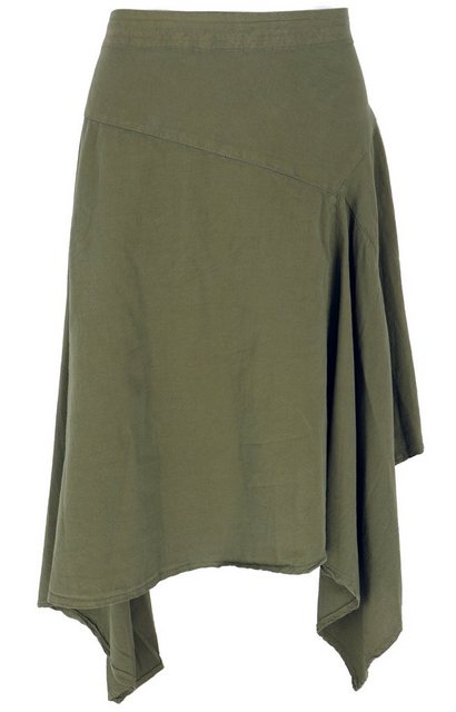 Guru-Shop Minirock Boho Zipfelrock, knielanger Rock - olive alternative Bekleidung